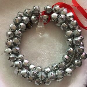 Silver Bells wreath with Red Ribbon